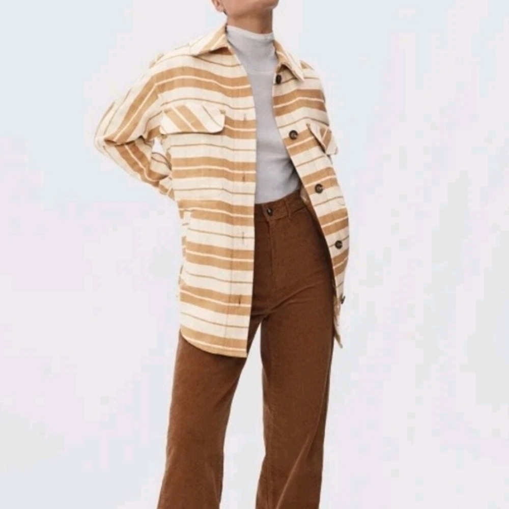 Everlane Beige and Brown Striped Shirt - Picture 2 of 10